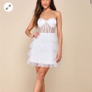 Lulu's Sparkling White Tulle Dress
